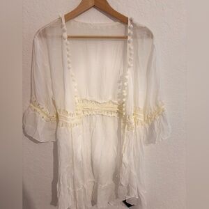 Zaful Cream Sheer Kimono Cardigan